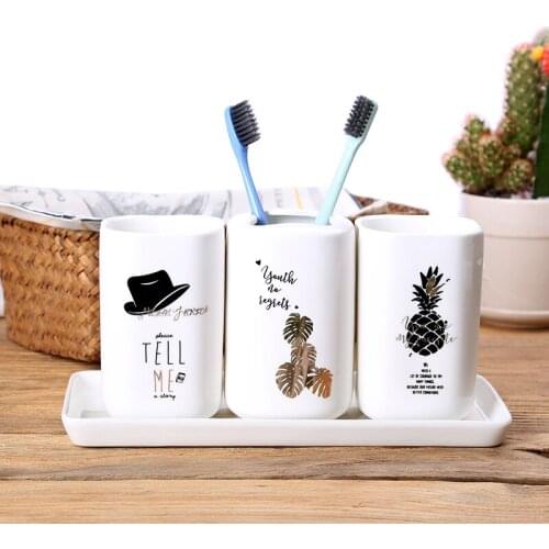 Ceramics Bathroom Set Five Pieces of Sanitary Ware Gargle Toothbrush Cup BathroomGadgets Soap Box SoapDish Seifenspender Shelves