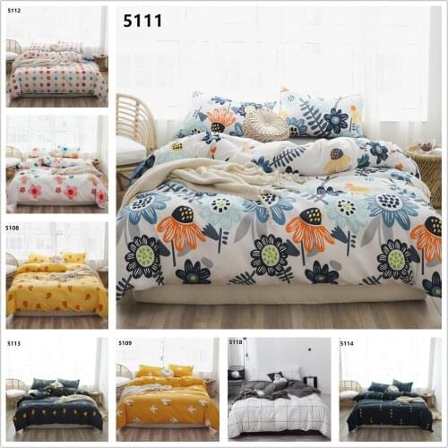 Flower Bedding Sets for Girls Bedroom Cotton Reactive Printing Duvet Covers Set Hotel Quality Hemming Bed Cover and Pillowcase