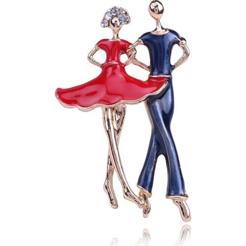 New fashion elegant duet lovers Rhinestone painting oil figure Brooch manufacturers direct sales and spot wholesale