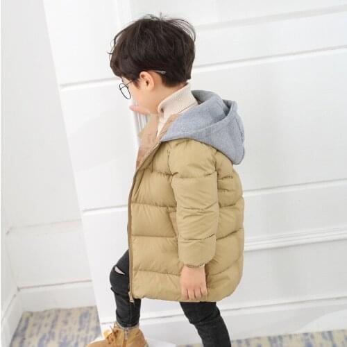 New Boys Parka Jackets Winter Children Jackets for Girls Cotton Padded Coats Casual Hooded Warm Kids Outerwear BC445