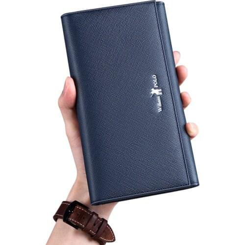 WILLIAMPOLO New Card bag mens multi-card business card bag large-capacity leather bank card cover ID card clip leather cover