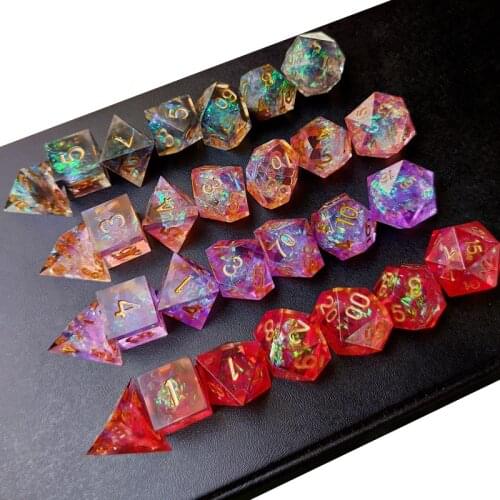 New Upscale Resin Transparent Sharp Corner Dnd dice set Polyhedral Dice rpg dice dadi dados rol D4 D6 D8 D10 D12 D20 Game Dice