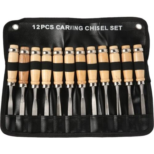 New Professional Wood Carving Chisel Knife Hand Tool Set For Basic Detailed Carving Woodworking Professional Gouges 12PCS