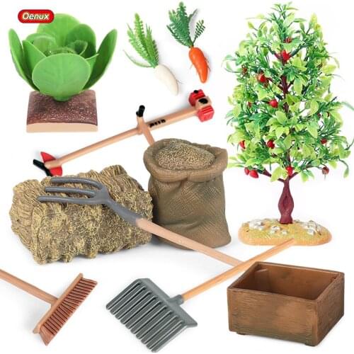 Oenux Simulation Miniature Home Decoration Palm Trees Shove Feed Fence Lawn Nest Landscape Accessory Farm Animals Model Kid Toys