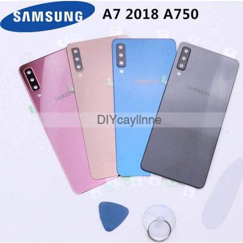 Original A750 Battery Door for Samsung Galaxy A7 2018 Back Housing Case Cover + Back Camera Lens + Adhesive Sticker Replacement