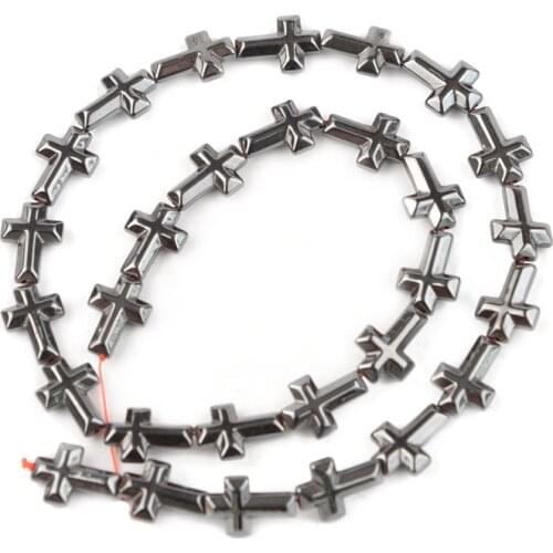 Cross Shaped Hematite Beads Necklace Pendants Black Gallstone Semi-finished Products Wholesale DIY Fashion Jewelry Accessories