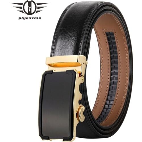 Cow Leather Belts For Men 3.5cm Width Brand Fashion Automatic Buckle Blue Brown Genuine Leather Belt Formal Mens Belts B532