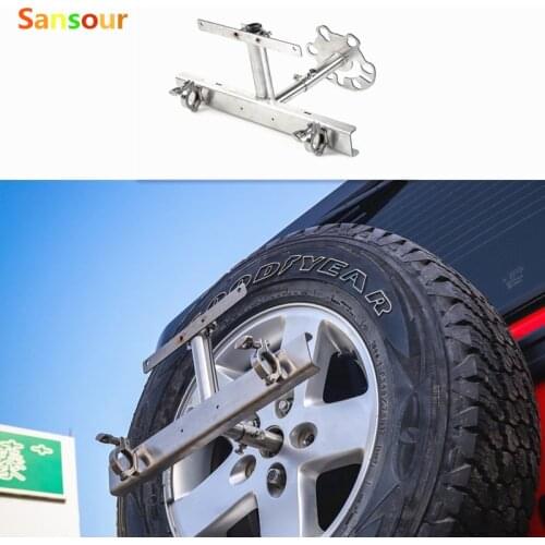 Sansour Multi-function Flag Rear Spare Tire Holder License Plate Relocation Bracket Mount for Jeep Wrangler JK 2007-2017