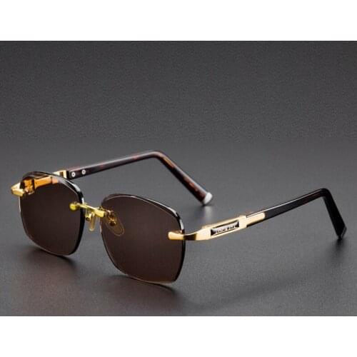 Crystal Stone Oval Sunglasses Man Luxury Rimless Glass Sun Glasses Woman Brand Vintage Acetate Frame Top Quality Anti Eye Dry