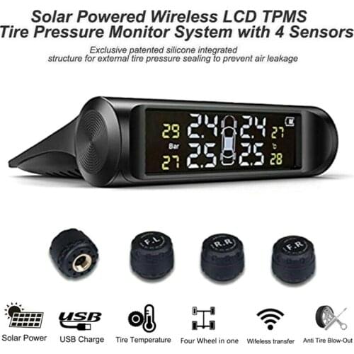 Solar Power TPMS Auto Security Alarm Systems Tyre Pressure Temperature Warning Car Tire Pressure Alarm Monitor System