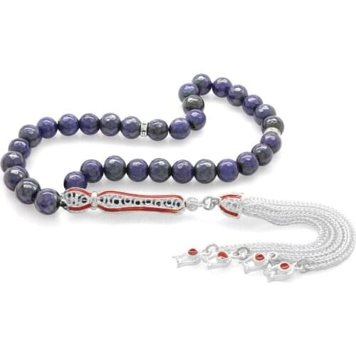 Tesbihane Alpaka Tassels Red Cabochons Sphere Cut His Stone Rosary