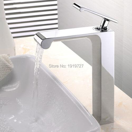 100% Solid Brass Unique High Quality Deck Mounted Chrome Basin Faucet Single Handle Hot & Cold Vessel Mixer Countertop Tap
