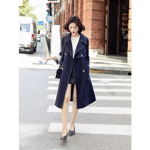 Windbreaker Womens Long Small Autumn 2021 New Korean Loose Temperament Popular Versatile Womens Coat