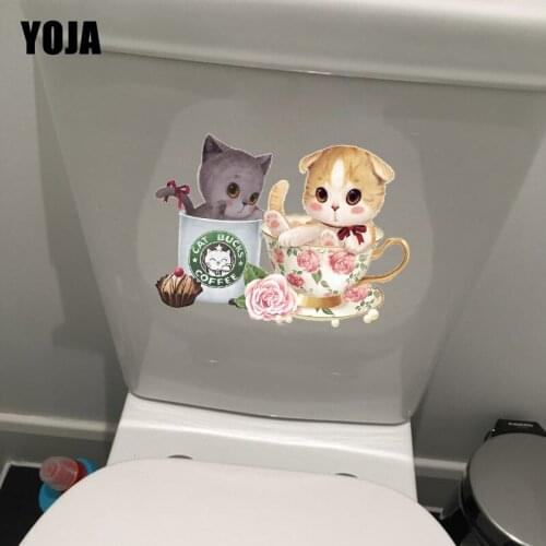 YOJA 23.5*16.7CM Lovely Cat Home Bedroom Wall Stickers Mural Toilet Decal Decor T1-0107
