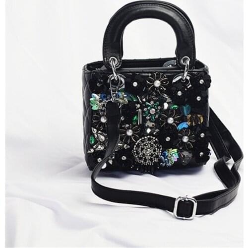 Women Crystal Totes Luxury Women Shoulder Messenger Bags Punk Handbag Bridal Floral Wedding Rhinestone Purse Evening Party Bags