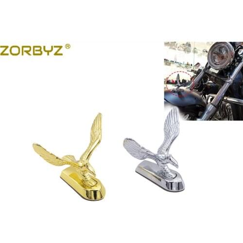 ZORBYZ Chrome/Gold Universal Motorcycle Alloy Front Fender Eagle Head Scooter Mud Guard Ornament For Harley Chopper Bobber