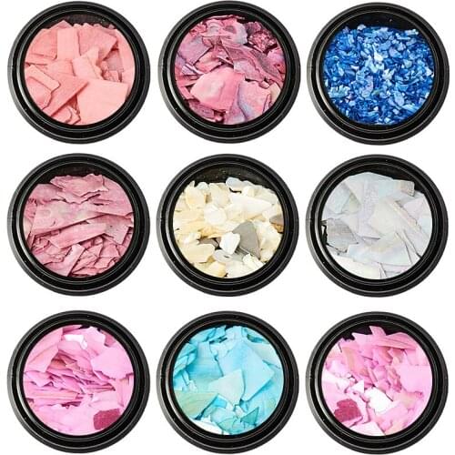 1 Box 3D Shiny Pearl Shell Slice Colorful Nail Art Decoration DIY Design Mini Beads Metal Rivet Nail Accessories