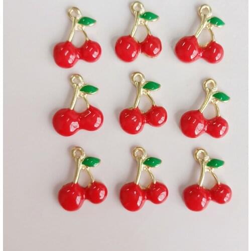 10 pcs/lot New Fashion Fruit Red Cherry Buttons Alloy Metal Decoration Sewing Hand made Baby Clothing For Button Accessories