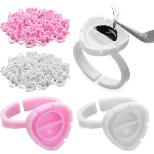 100PCS/Set False Eyelash Glue Cup Disposable Plastic Fan Blossom Glue Eyelashes Extension Women Eyelash Storage Box Supplies
