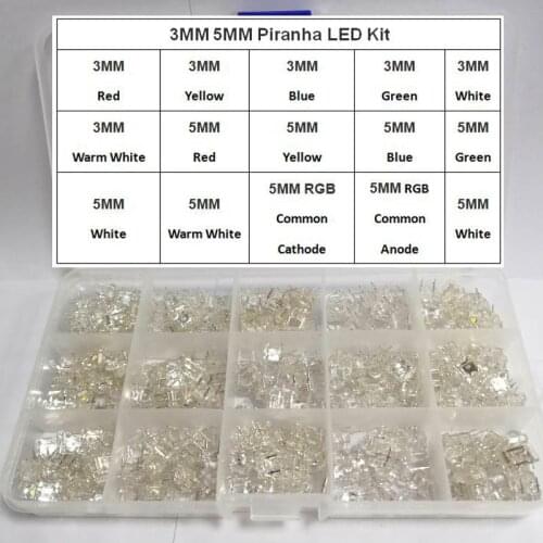 5Valuesx 10=50pcs New 5mm Piranha Super Flux Red/Green/Blue/White/Yellow LED Light Lamp