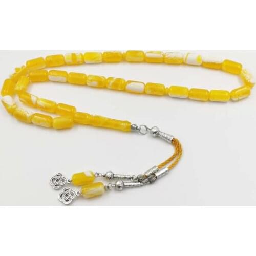 Yellow Resin Tasbih Muslim 33 prayer beads handmade Islamic bracelet gifts arabic Fashion jewelry accessories