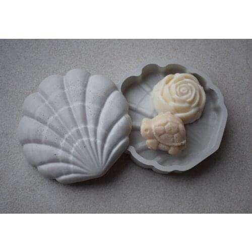 3D Shell Storage Box Silicone Concrete Mold Creative Mold for Making Box Jewelry Container Molds Bathroom Soap Dish Mold