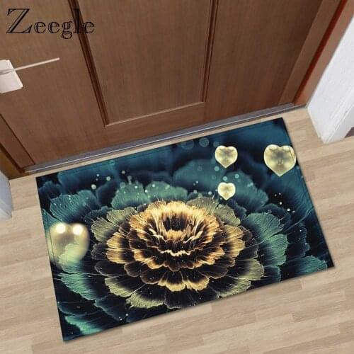 3D Creative Floral Pattern Doormat Microfiber Absorbent Anti-slip Bath Mat Entrance Door Mat Dust Floor Mat Machine Washable Rug