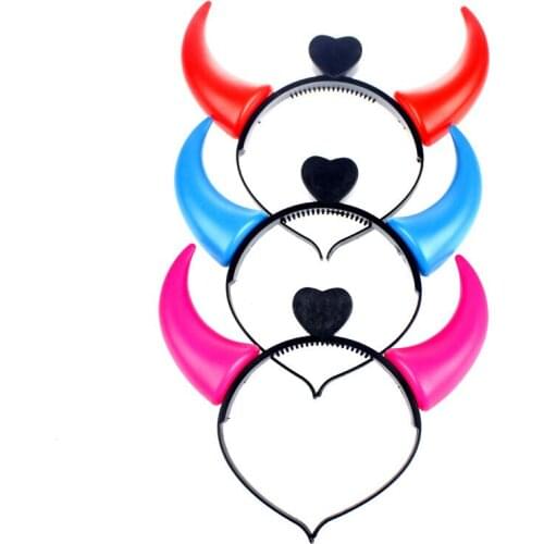 500pcs Halloween Costumes Devil Horns LED Flash Light Hair Hoops Headwear Head Band Colorful Party Supplies