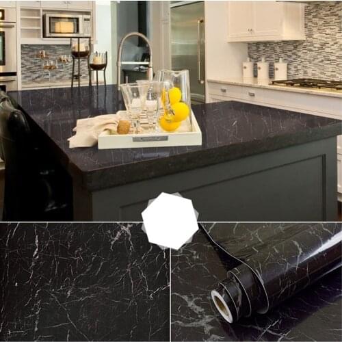 80cm Width Marble Vinyl Self Adhesive Waterproof Wallpaper Contact Paper Wall Stick Film For Walls In Rolls Kitchen Home Decor