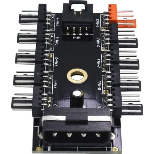 TISHRIC PWM Fan Hub Cooler Adapter Molex Fan Splitter Riser Cooler Cooling 1 To 10 4Pin PCIE PCI-E Splitter Molex Hub For Mining