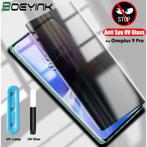 Anti Spy UV Glass For OnePlus 9 Pro Privacy Screen Protector Full Screen Adhesive For Oneplus 8 7 7T 9 Pro Tempered Glass Film