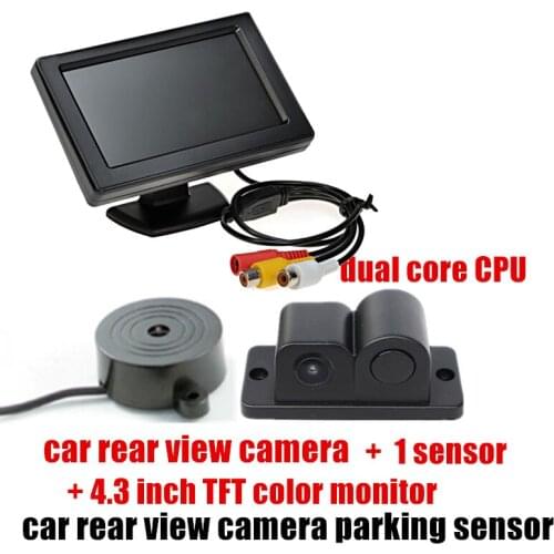 Big primotion 3 in1 Auto Video Parking Monitor 4.3 Inch Car Mirror Monitors With Rear View Camera and Parking Sensors 1 sensor