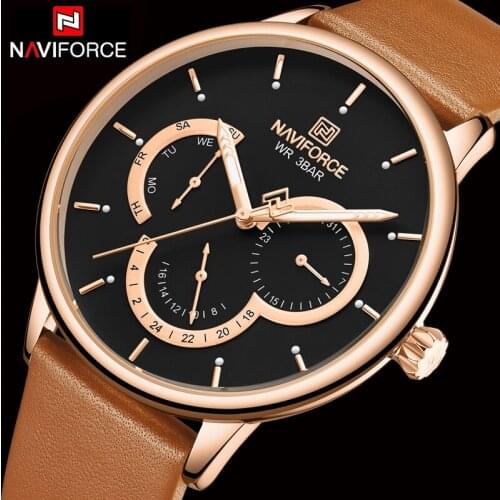 NAVIFORCE Luxury Brand Men Army Military Watches Mens Quartz Date Clock Man Leather Strap Sports Wrist Watch Relogio Masculino