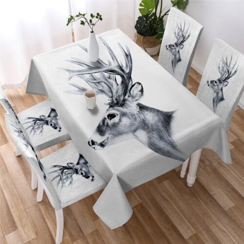 3D Wild Deer Tablecloth Waterproof Dinner Washable Tapete Party Banquet Table Cover Dining Table Cover Protector Oilproof