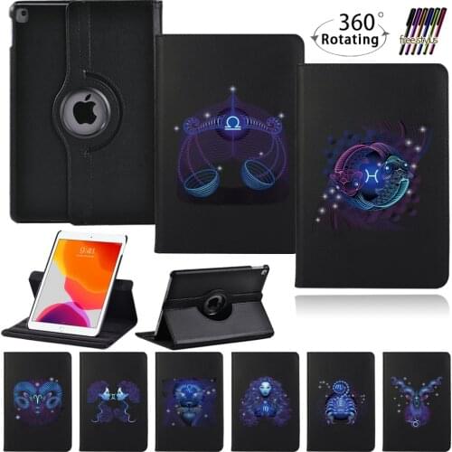 For Apple IPad 2 3 4/ Mini 4/5/iPad 10.2 8th Gen/7th Gen/6th Gen/5th Gen 360 Rotation Print Pattern PU Leather Flip Tablet Case