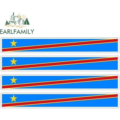 EARLFAMILY 4pcs Car Stripe Motorcycle Racing Flag Sticker Car Window Decal Bike Moto Tuning Congo Rdc Car Stickers