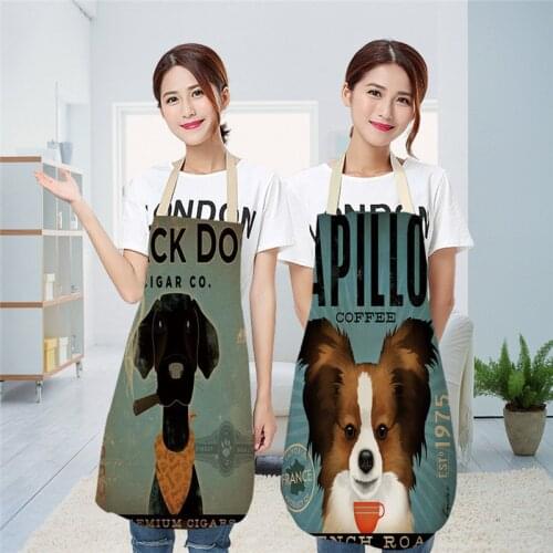 Dog Aprons Modern Minimalist Cute Cartoon Dog Pattern Apron Cotton And Linen Material Is Refreshing And Easy To Wear