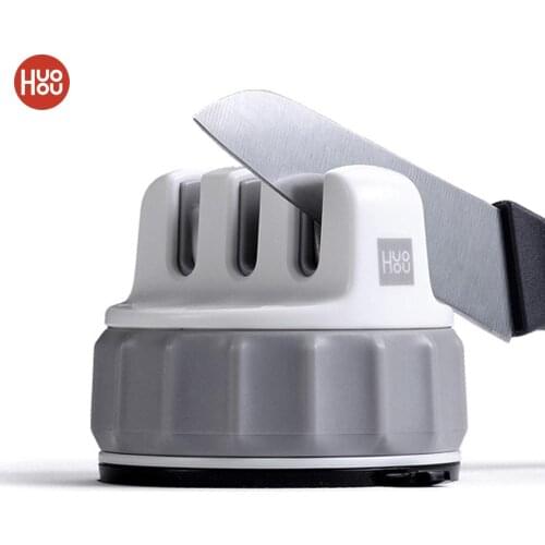 Huohou Fixable Sharpen Stone Trible Wheel Whetstone Super suction Knife Sharpener Sharpening Tool Grindstone