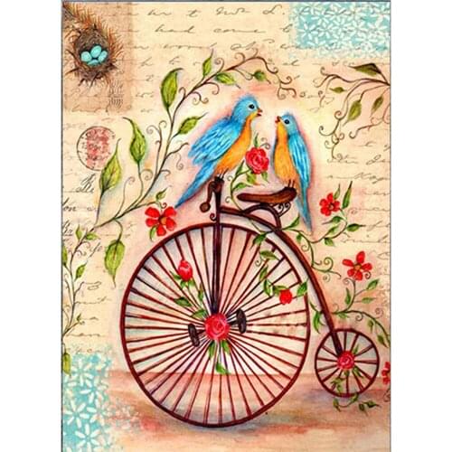 Flower and bird Diamond Painting full drill Round Bicycle Rhinestone Embroidery Diamond Mosaic Rhinestone Wall stickers L218