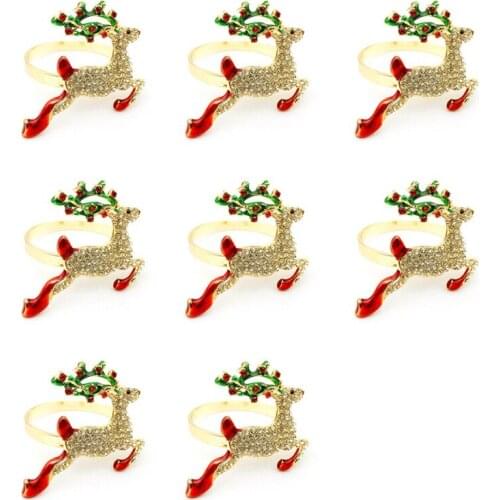 Napkin Rings,Christmas Napkin Rings Sef Of 8,Xmas Napkin Ring Holders Dinner Tables Rings For Christmas, Thanksgiving-ABUX