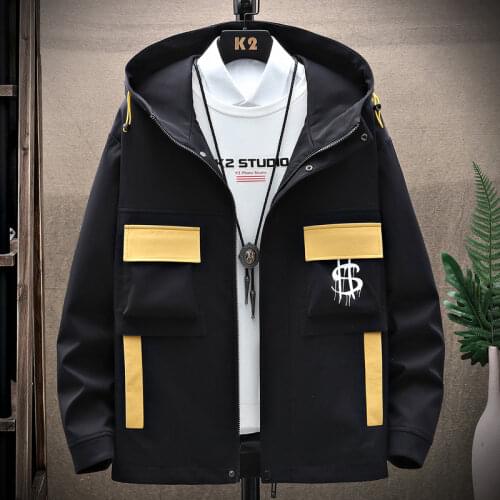 Mens Autumn Hooded Jackets 2021 Korean Fashion Casual Youth Top Coats Outwear Man Large Size Clothing Short Zipper Windbreaker