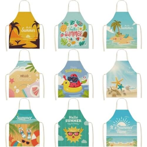 Summer beach sunshine aprons for women Men kitchen apron House cleaning For home and kitchen Apron for children Kitchen apron