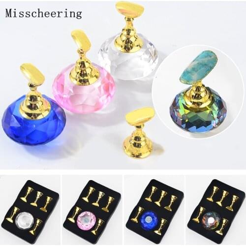 New 1set False Nails Magnetic Display Stand Acrylic Crystal Base Nail Art Design Practice Training and Salon DIY Manicure Tools