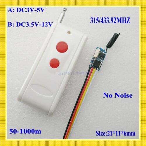DC3.5V-12V Mini Receiver Remote Control Switch Small Volume No Sound Remote Switch 433MHZ Long Range Micro Wireless Switch 3.7v