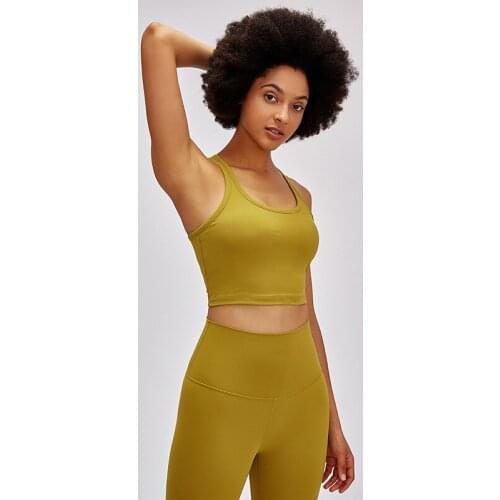 Fashion Trendy Fitness Clothing Sexy Quick-drying Sports Bra 2021 New Nude Yoga Top With Chest Pads Shockproof T Shirt Women