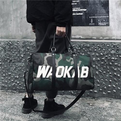 Fashion camouflage portable travel one shoulder bag waterproof light fitness short distance travel large capacity weekend bag