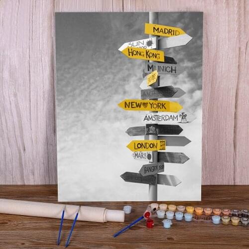 Photograph European Landscape DIY Painting By Numbers Complete Kit Oil Paints 40*50 Painting On Canvas Decoration For Art