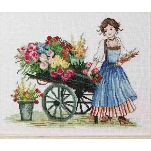 Victoria Flower Girl patterns Counted Cross Stitch 11CT 14CT 18CT DIY Cross Stitch Kits Embroidery Needlework Sets home decor