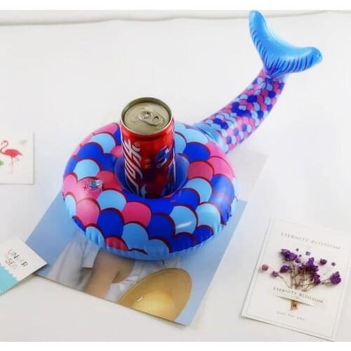 Mermaid Inflatable Drink Beer Holder Pool Party Supply Float Accessories Kids Adults Bath Float Toys Unicorn Donut Swimming Ring