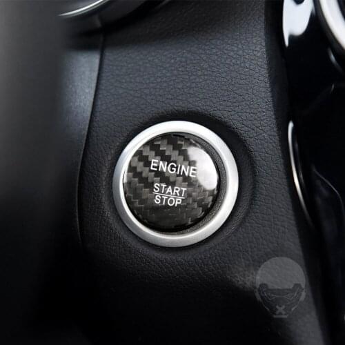 Carbon Fiber Car Engine Start Stop Button Trim Cover Sticker for Mercedes-Benz Sticker Cover Trim Car Styling Accessories